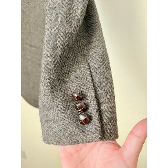 Nino Cerruti Wool Blazer Mens 44R Brown Herringbone 2 Button Sport Coat USA - Picture 3 of 6